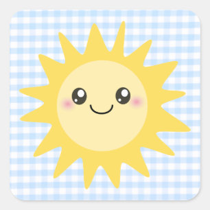Pegatina Cuadrada Cute Happy Sun