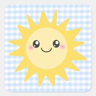 Pegatina Cuadrada Cute Happy Sun