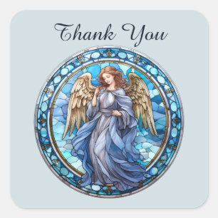 Pegatina Cuadrada Cute Heavenly Angel religioso gracias
