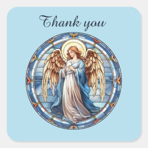 Pegatina Cuadrada Cute Heavenly Angel religioso gracias