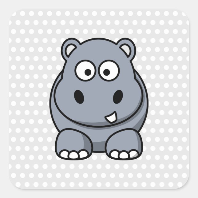 Pegatina Cuadrada Cute Hippo (Anverso)