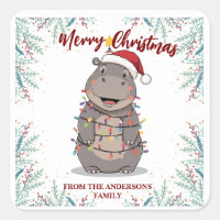 Cute Hippo árbol de Navidad safari zoológico Xmas