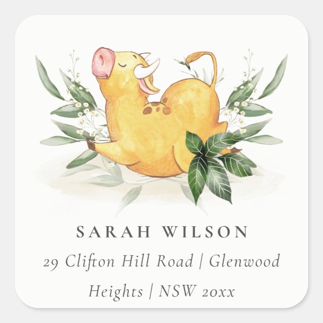 Pegatina Cuadrada Cute Holy Cow Farm Yellow Foliage Kids Dirección