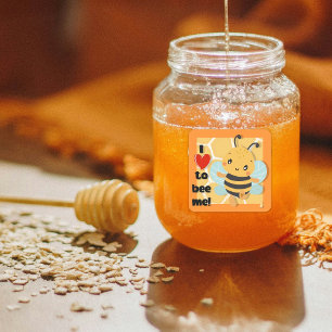 Pegatina Cuadrada Cute Honey Bee
