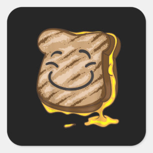 Pegatina Cuadrada Cute I Heart Happy Grilled Sandwich Gift