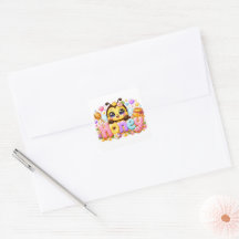 Cute Kawaii Abeja Miel Nombre Pastel Rosa Brillant