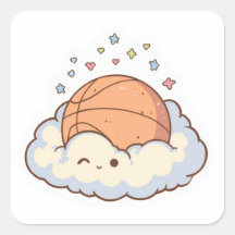 Cute Kawaii Baloncesto en Estética de Nube Pegatin
