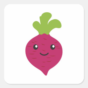 Pegatina Cuadrada Cute Kawaii Beet