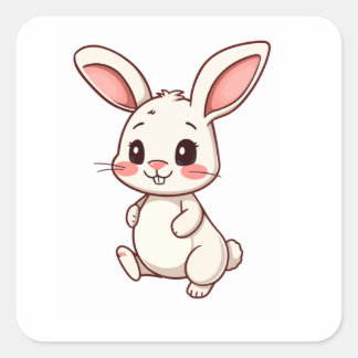 Pegatina Cuadrada Cute Kawaii Bunny Rabbit Sticker Personalizado