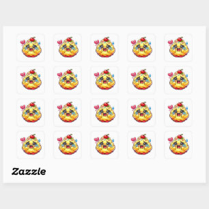 Pegatina Cuadrada Cute Kawaii Cupcake Triste Llorando con Sticker Ro