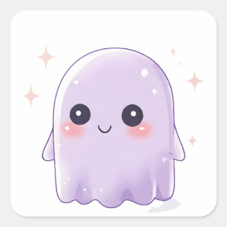 Pegatina Cuadrada Cute Kawaii Ghost Sticker | Halloween Aesthetic