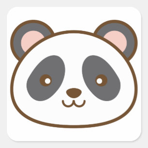 Pegatina Cuadrada Cute Kawaii Panda