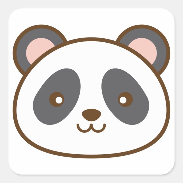 Pegatina Cuadrada Cute Kawaii Panda (Anverso)