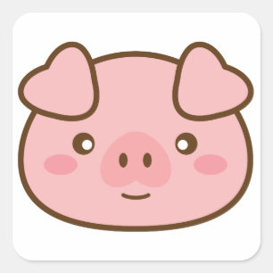 Pegatina Cuadrada Cute Kawaii Pig