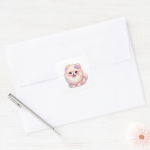 Cute Kawaii Pomerania Cachorro Perrito Lazo Morado