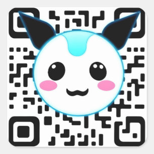 Pegatina Cuadrada Cute Kawaii Robot Mascot Código QR Sticker