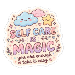 Pegatina Cuadrada Cute Kawaii Sticker Pastel con Nubes Sonrientes