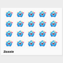 Cute Kawaii Triste Slime Azul Llorando con Sticker