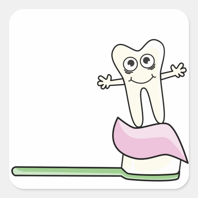 Pegatina Cuadrada Cute Kids Dentist (Anverso)