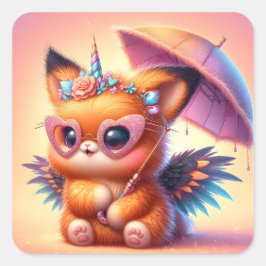 Pegatina Cuadrada Cute Kitty