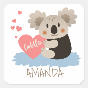 Pegatina Cuadrada Cute Koala Cudelas ID386