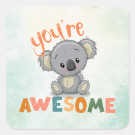 Pegatina Cuadrada Cute Koala, te recompensan magnífico profesor