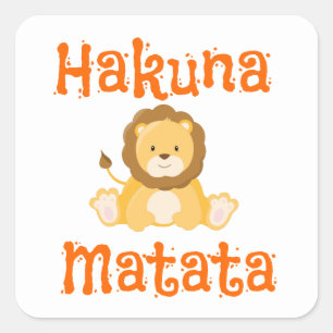 Pegatina Cuadrada Cute Lion Hakuna Matata