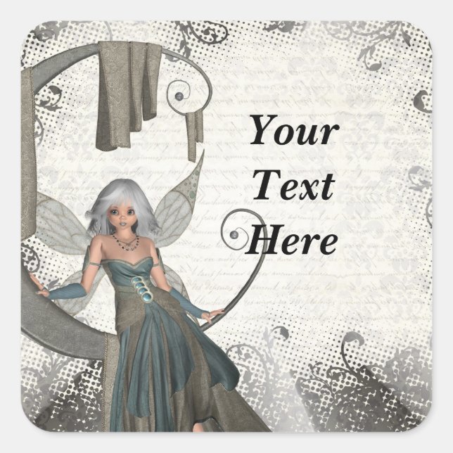 Pegatina Cuadrada Cute manga fairy (Anverso)