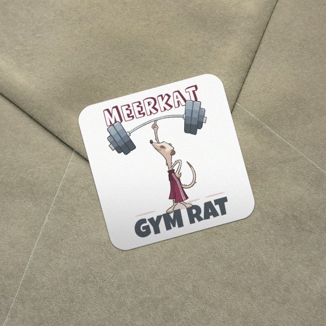Pegatina Cuadrada Cute Meerkat Gym Rat Funny Weightlifer Personaliza (Subido por el creador)
