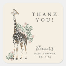Cute moderno Floral Giraffe Simple Baby Shower