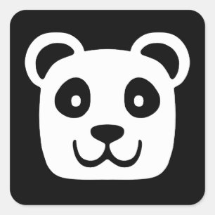 Pegatina Cuadrada Cute Panda