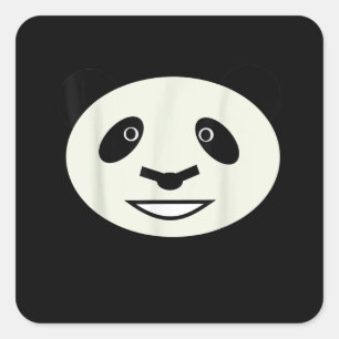 Pegatina Cuadrada Cute Panda Face Costume Hallowee Para Niños Y Chic