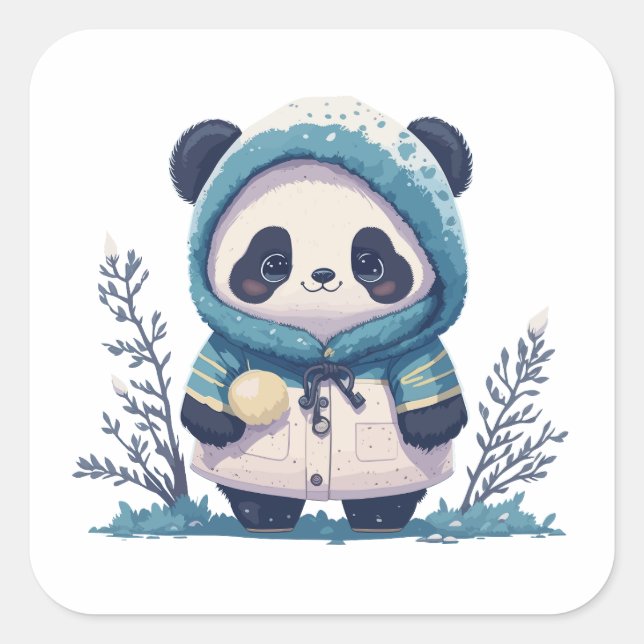 Pegatina Cuadrada Cute Panda Lovers Gift (Anverso)