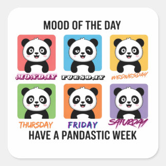 Pegatina Cuadrada Cute Panda Mood of the Day Stickers