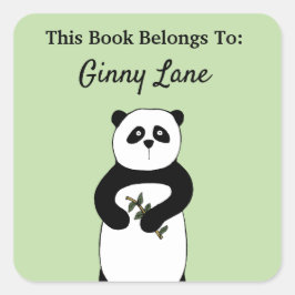 Pegatina Cuadrada Cute Panda Personalizado Libro Plate