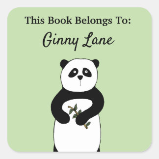 Pegatina Cuadrada Cute Panda Personalizado Libro Plate