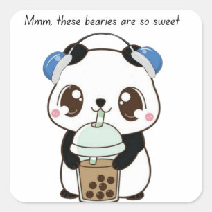 Pegatina Cuadrada Cute Panda Sticker – Adorable Kawaii Panda Bear An