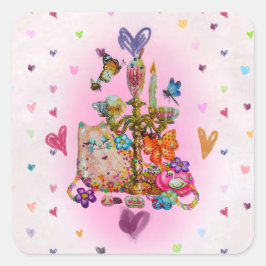Pegatina Cuadrada Cute Pastel