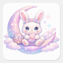 Pegatina Cuadrada Cute Pastel Easter Bunny Sticker – Moon Aesthetic