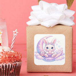 Pegatina Cuadrada Cute Pastel Easter Bunny Sticker – Moon Aesthetic