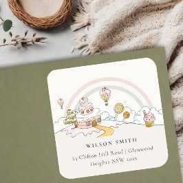 Pegatina Cuadrada Cute Pastel Sweet Time Candy Land Kids Dirección