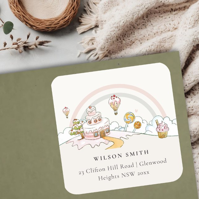 Pegatina Cuadrada Cute Pastel Sweet Time Candy Land Kids Dirección (Subido por el creador)