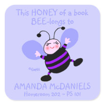 Cute Personalizado Bee Schoolbook Nombre Etiquetas