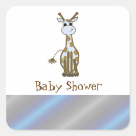 Pegatina Cuadrada Cute Personalizado Giraffe Baby Shower