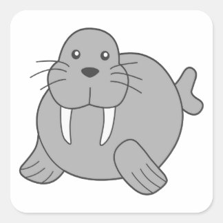 Pegatina Cuadrada Cute Personalizado Walrus