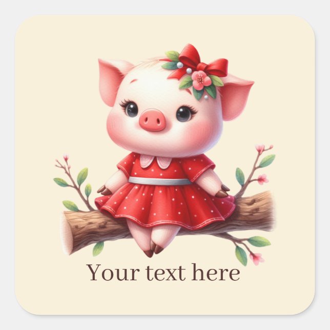 Pegatina Cuadrada Cute pig lovers customizable Square Sticker (Anverso)