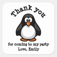 Cute pingüino blanco fiesta de cumpleaños gracias