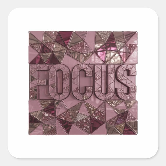 Pegatina Cuadrada Cute Pink FOCUS Sticker Gráfico (Anverso)
