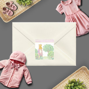 Pegatina Cuadrada Cute Pink Peter Rabbit Animal Thacucolor