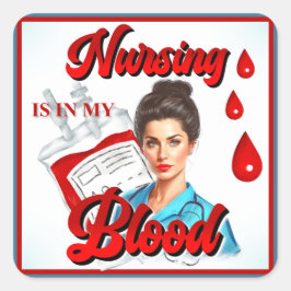 Pegatina Cuadrada Cute Pinup_ Enfermería en mi sangre